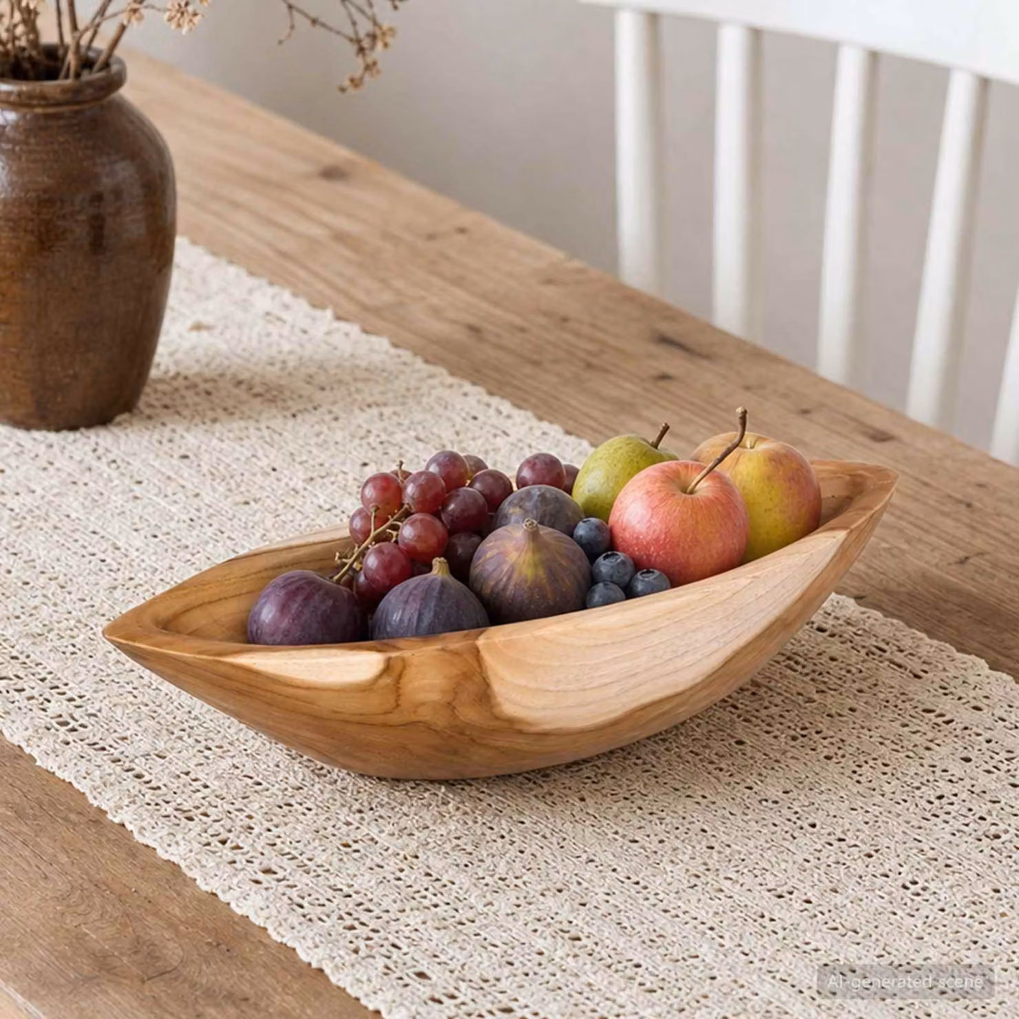 Ciotola per frutta vidaXL JEPARA in legno color marrone L: 46 cm, P: 16 cm, H: 11 cm