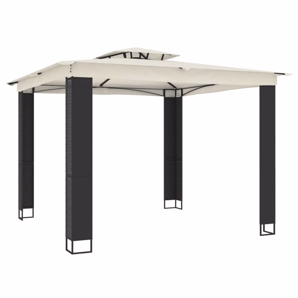 Gazebo con Tetto Doppio Crema 2,94x2,94 m in Acciaio
