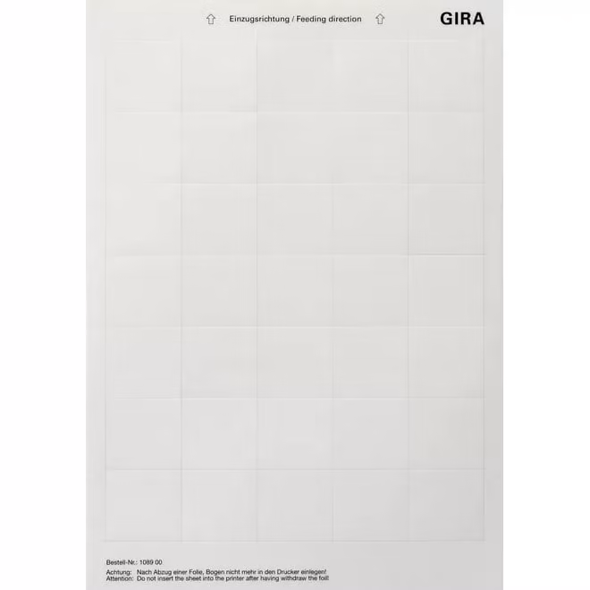 Gira 108900 Foglio per etichette 38x36 mm Accessori