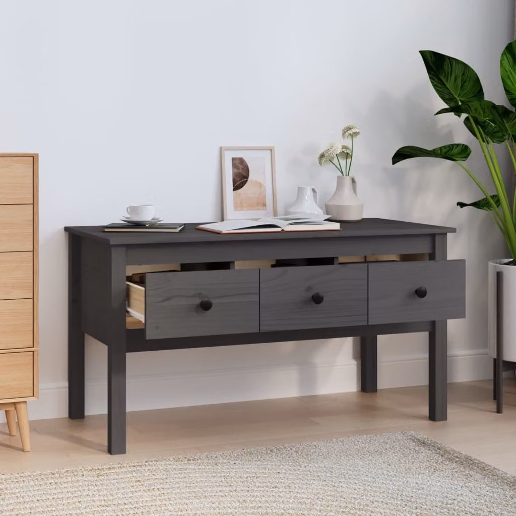 vidaXL Tavolino grigio 102x49x55 cm in pino massiccio - Tavolino - Tavoli da caffè - Tavolino - Tavolino da divano