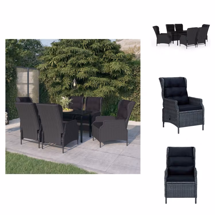 vidaXL set da pranzo da giardino 7 pezzi grigio scuro - Set di mobili da giardino