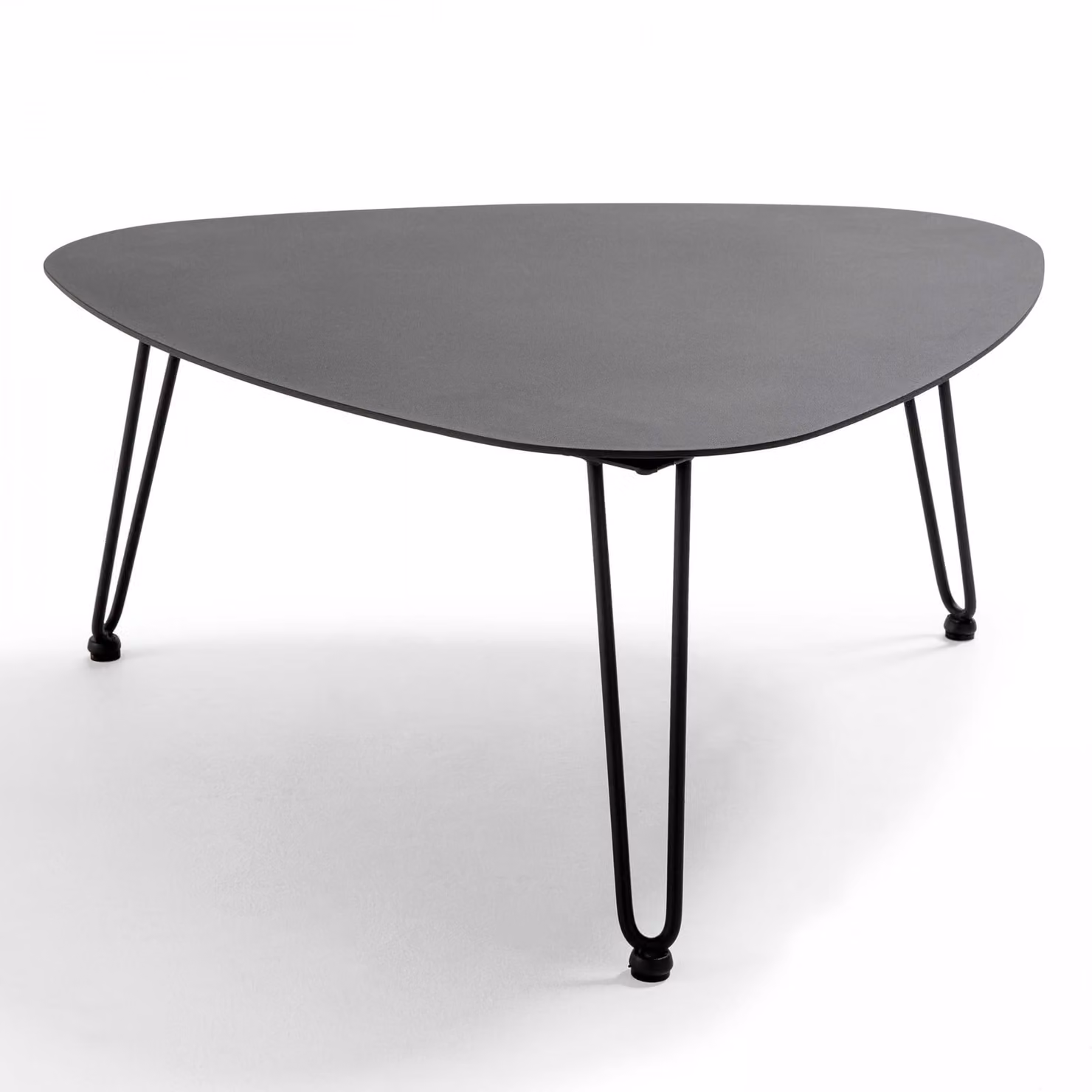 Tavolino da giardino triangolare in alluminio nero - Oviala Atoll