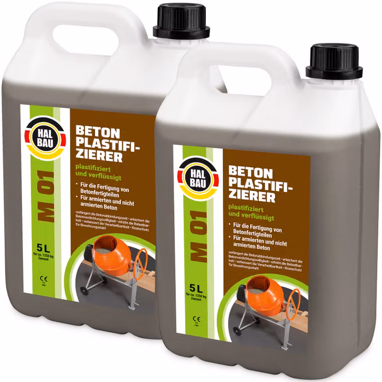 Plastificante per calcestruzzo 10 L Additivo per calcestruzzo Protezione anticorrosione per l'acciaio d'armatura HALBAU M01