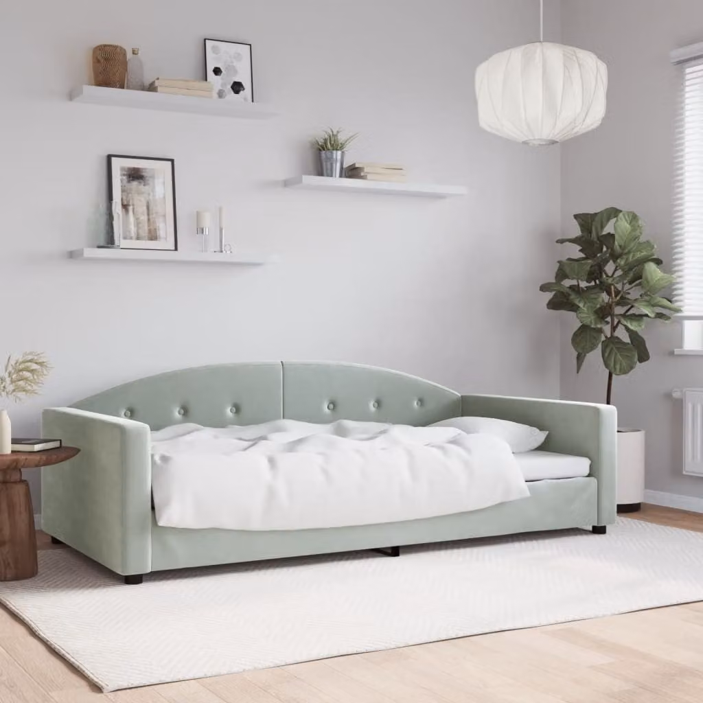 Letto da giorno vidaXL in velluto grigio e verde con struttura in metallo e legno L/P/H: 190 x 110 x 75 cm
