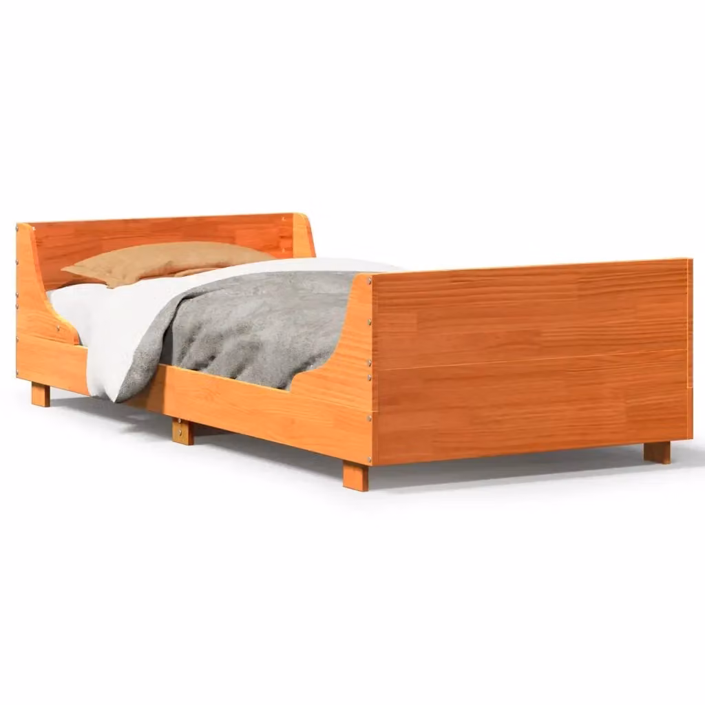 Letto in legno di pino Marrone Cera vidaXL senza materasso L/P/H: 90 x 200 x 103,5 cm – 2