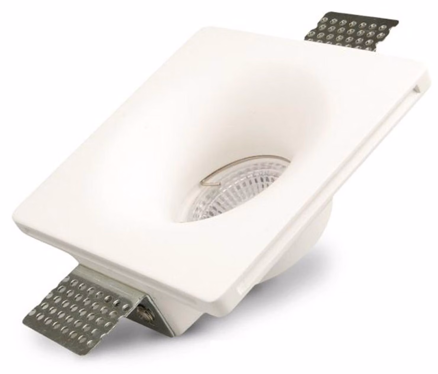 Faretto da incasso in gesso GU5.3, quadrato, da incasso, a imbuto, bianco