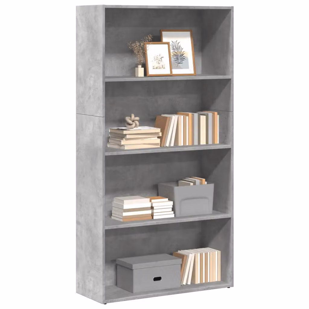 Libreria vidaXL in stile industriale grigio cemento con pannello posteriore in legno e MDF, L 80 cm x P 30 cm x H 152 cm