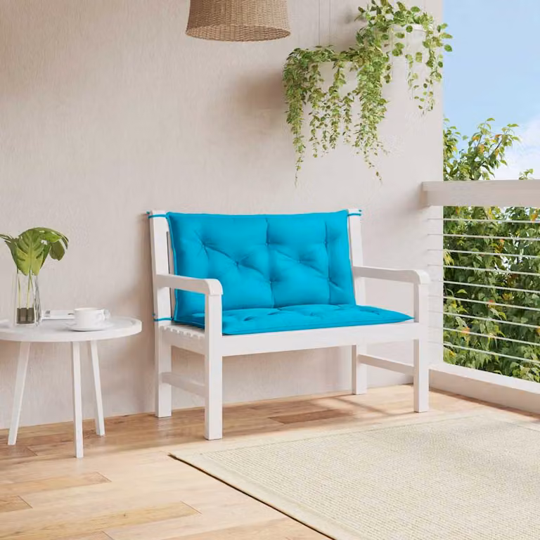 Set di 2 cuscini per panca da giardino vidaXL color turchese in poliestere idrorepellente e resistente ai raggi UV L 100 cm x P 50 cm x H 7 cm