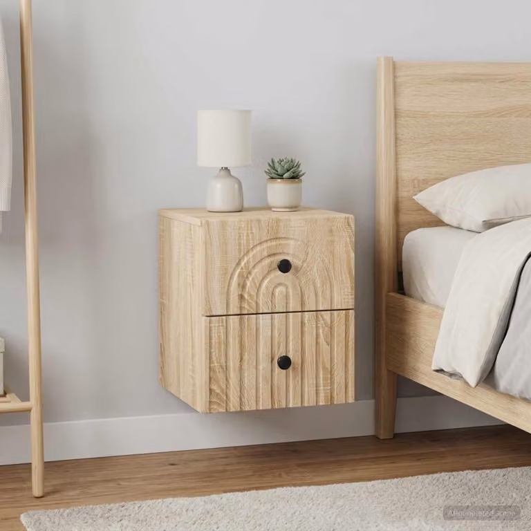 Set di 2 comodini sospesi vidaXL in Rovere Sonoma, L 33 cm x P 34,5 cm x H 40 cm