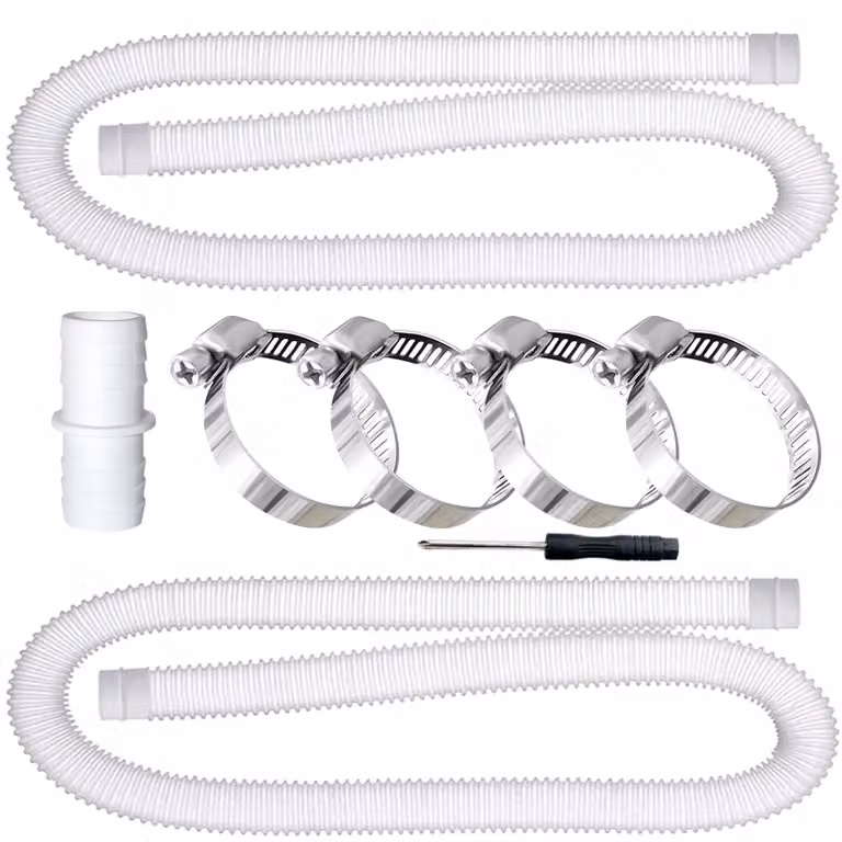 Tubo per piscina, diametro 32 mm, confezione da 2 pezzi, lunghezza 150 cm, resistente ai raggi UV e all'acqua clorata, con 4 clip di sicurezza