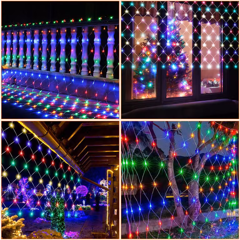 Jopassy LED luce rete decorazione luce tenda luci fata matrimonio luci fata finestra illuminazione 8 modalità IP44 per festa di Natale all'aperto interno RGB 3x2M