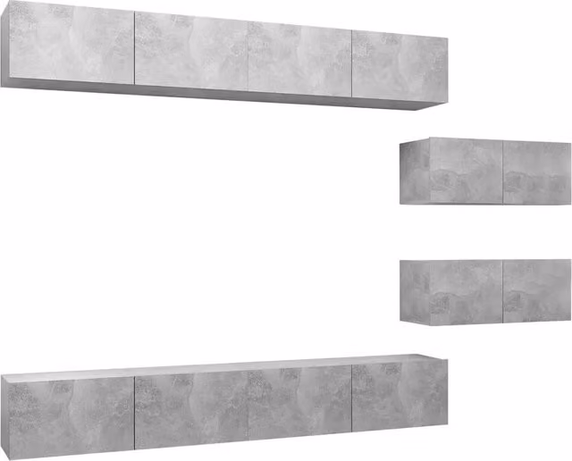 Set di Mobili Porta TV 6 pz | Armadietto TV | Mobile Porta TV Grigio Cemento in Legno Multistrato