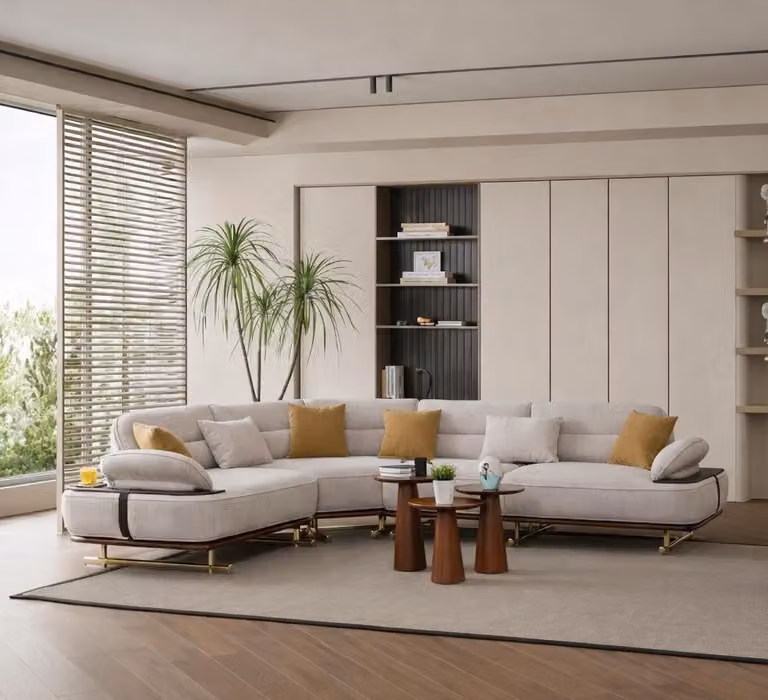 Divano ad angolo moderno bianco Divano ad angolo di design Comodo Minimalista In tessuto