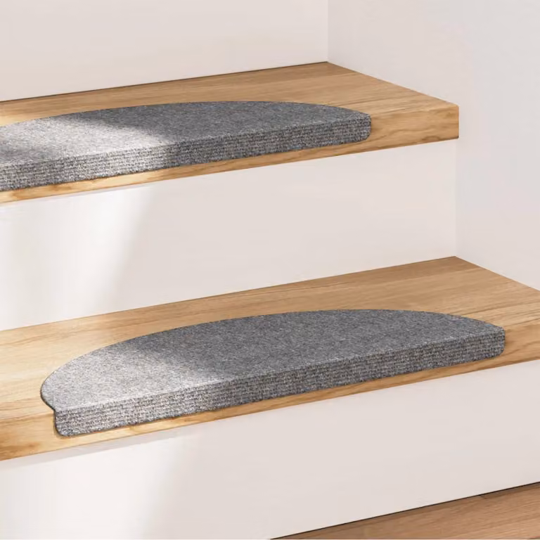 vidaXL Tappeti Adesivi per Scale Antiscivolo e Fonoassorbenti, 15 pz, Grigio, L/P/H: 56 x 20 x 3,5 cm