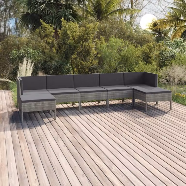 Maison Exclusive - Set da giardino da 7 pezzi con cuscini in polyrattan grigio