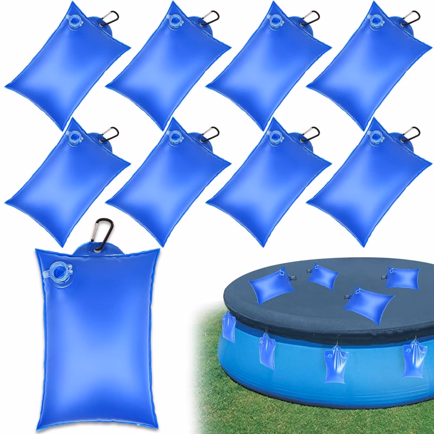 Borsa per piscina, confezione da 8 pezzi, 35 x 24 cm, pesi per telo di copertura da utilizzare in inverno