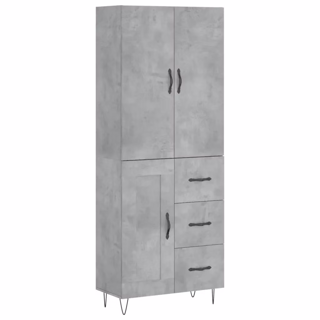 Credenza moderna vidaXL in legno e metallo grigio, sospesa, L: 69,5 cm, P: 34 cm, H: 180 cm – 2