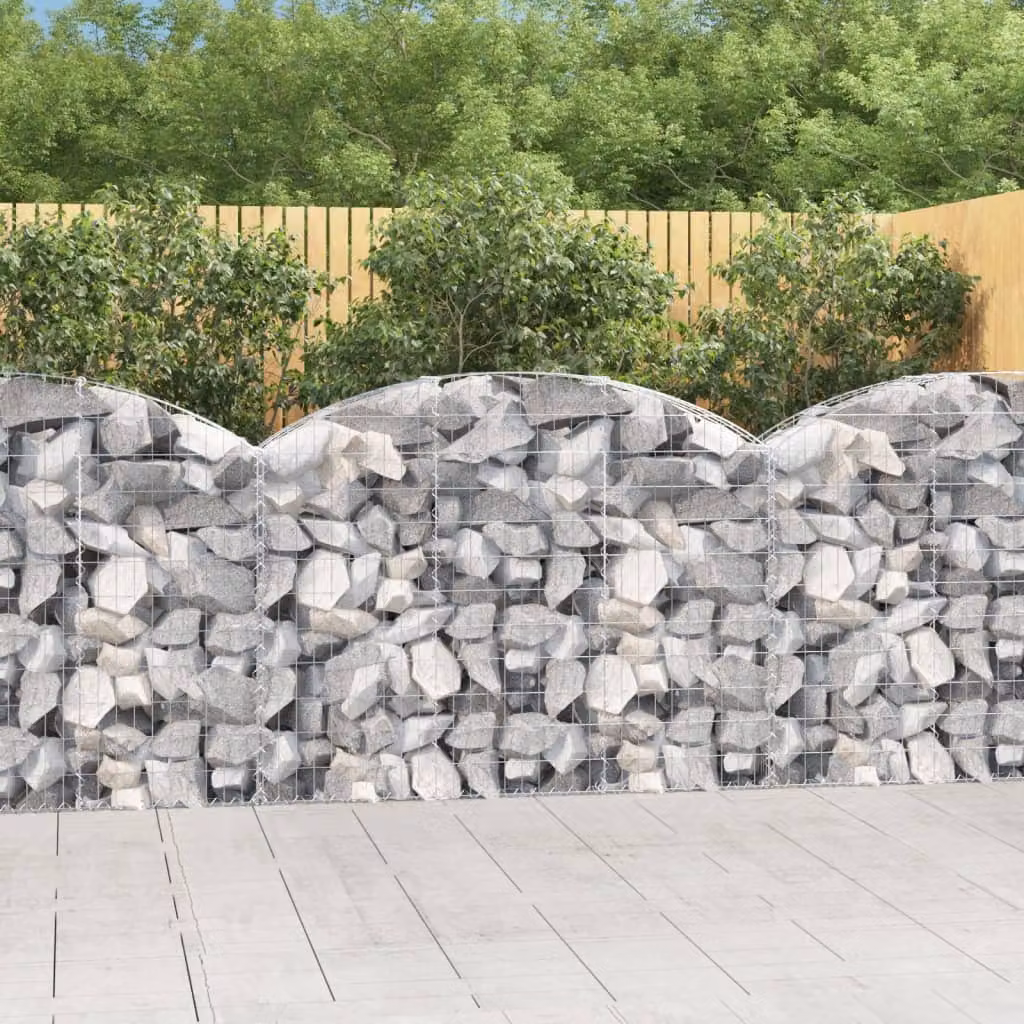 Cesto Gabbione ad Arco vidaXL in Acciaio Zincato Grigio L: 150 cm, P: 30 cm, H: 100/120 cm