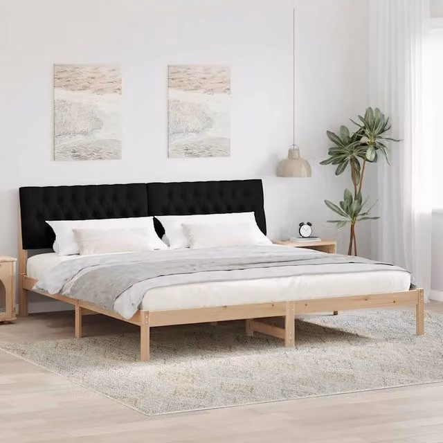 Letto con Testiera Rivestita-Struttura Letto con Testiera Marrone 200 x 200 cm 787179