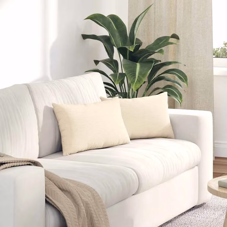Set di 2 cuscini da divano vidaXL in tessuto a coste beige, forma rettangolare, L 50 cm x P 30 cm