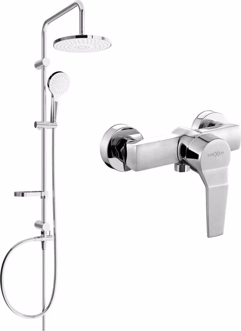 Mexen Erik set doccia esterno con soffione e miscelatore doccia Caro, cromo - 746640205-00