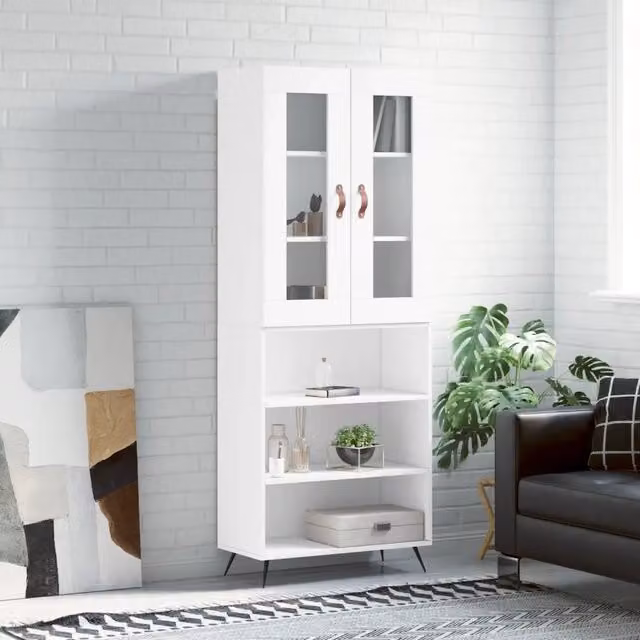 Credenza moderna bianca vidaXL a parete L: 69,5 cm, P: 34 cm, H: 180 cm