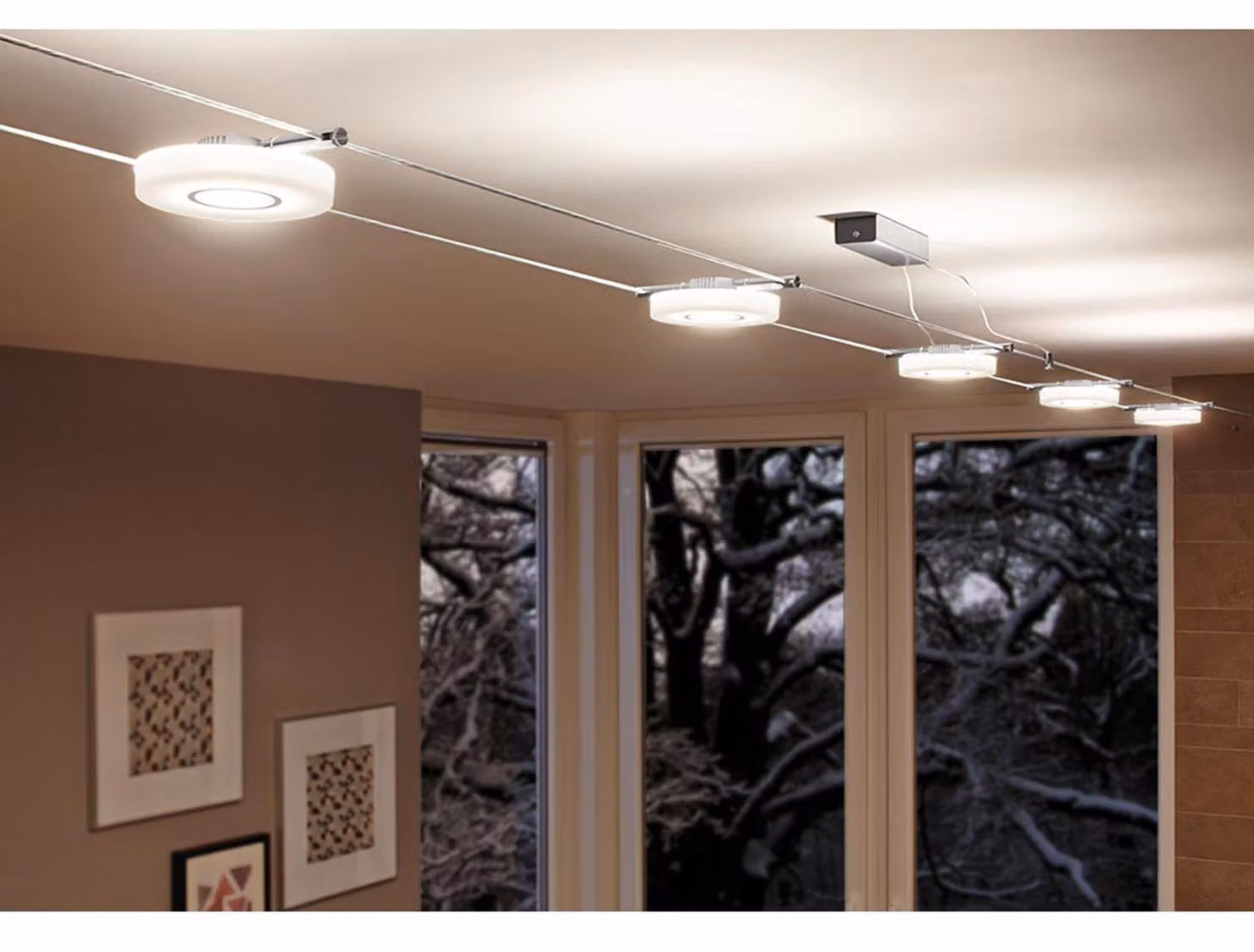 Paulmann Wire Systems, set a LED a disco, modello DiscLED I, 5x4W, finitura cromo/satinato, 230V/12V DC, 30VA, metallo