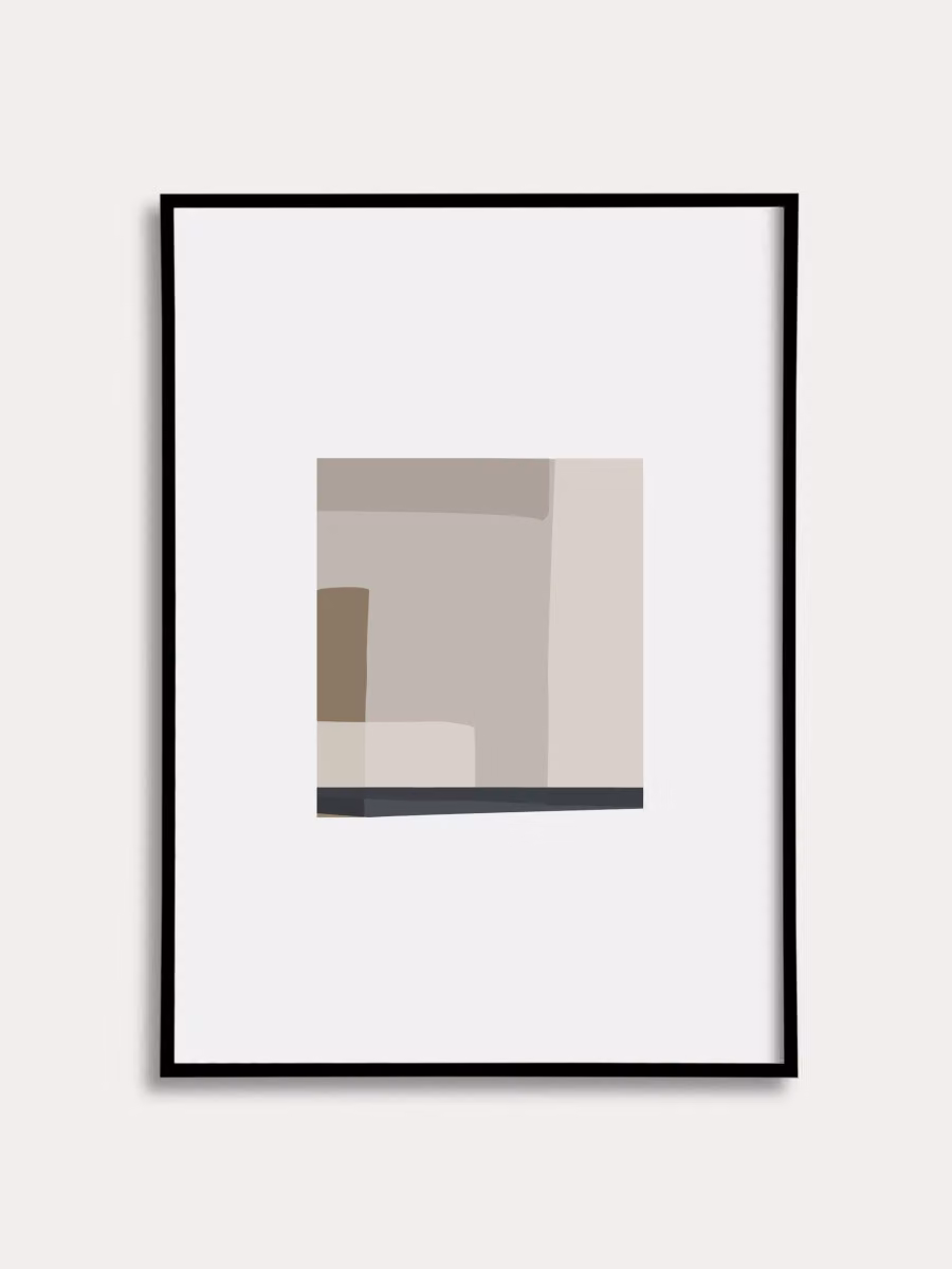 Quadro astratto minimalista Grav Kenay Home, poster in carta, L: 30 cm x H: 40 cm, multicolore beige, grigio, bianco e nero – 2