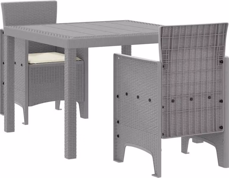 Set da Pranzo per Giardino 3 pcs Grigio chiaro Polipropilene