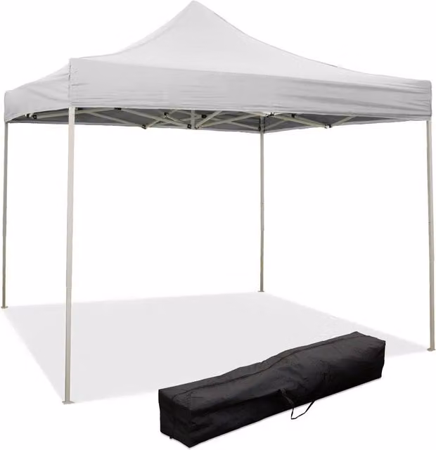 Gazebo Richiudibile Pieghevole 3x3m in Acciaio e PVC Impermeabile Bianco