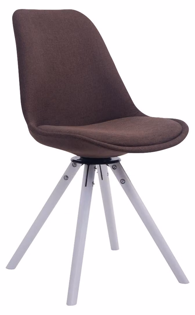 Sedia visitatore girevole Troyes rotonda in tessuto bianco