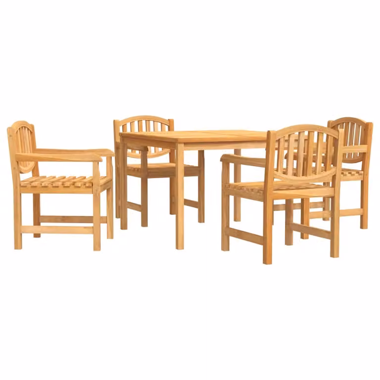 Set da Pranzo per Giardino 5 pz in Legno Massello di Teak