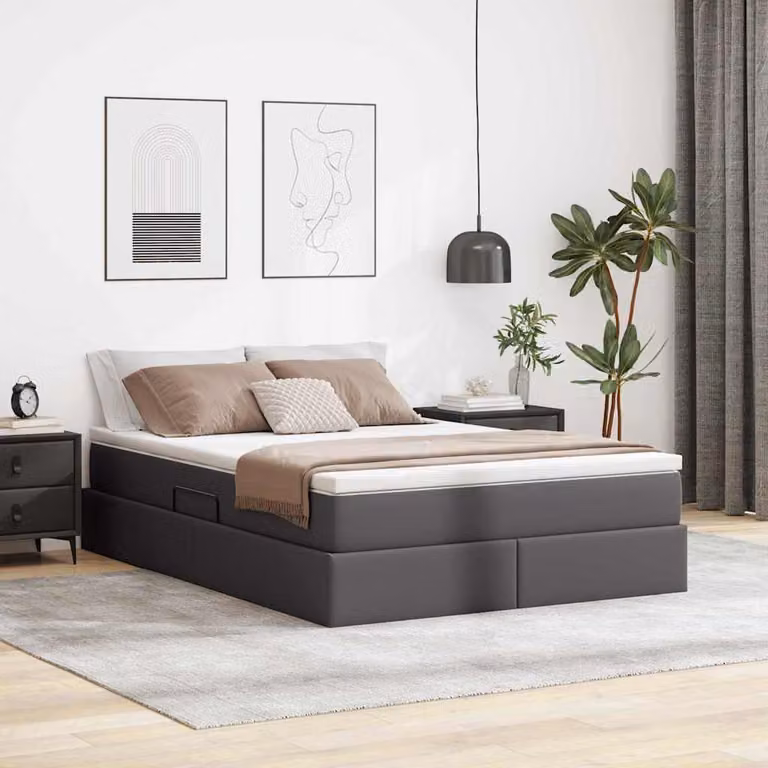 Letto con contenitore e materasso ibrido vidaXL Grigio L 140 cm x P 200 cm