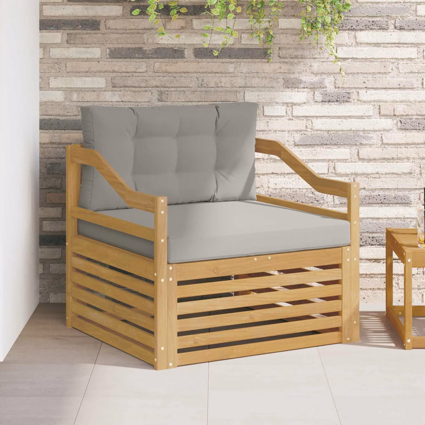 vidaXL Divano da esterno moderno in legno di acacia Bianco e Grigio