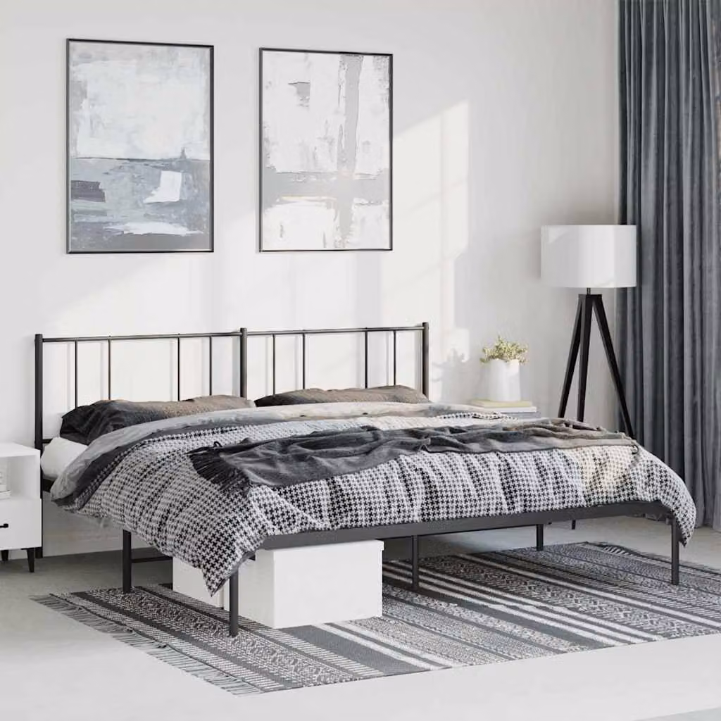 Giroletto con testiera in metallo vidaXL nero L: 219 cm, P: 187 cm, H: 90 cm