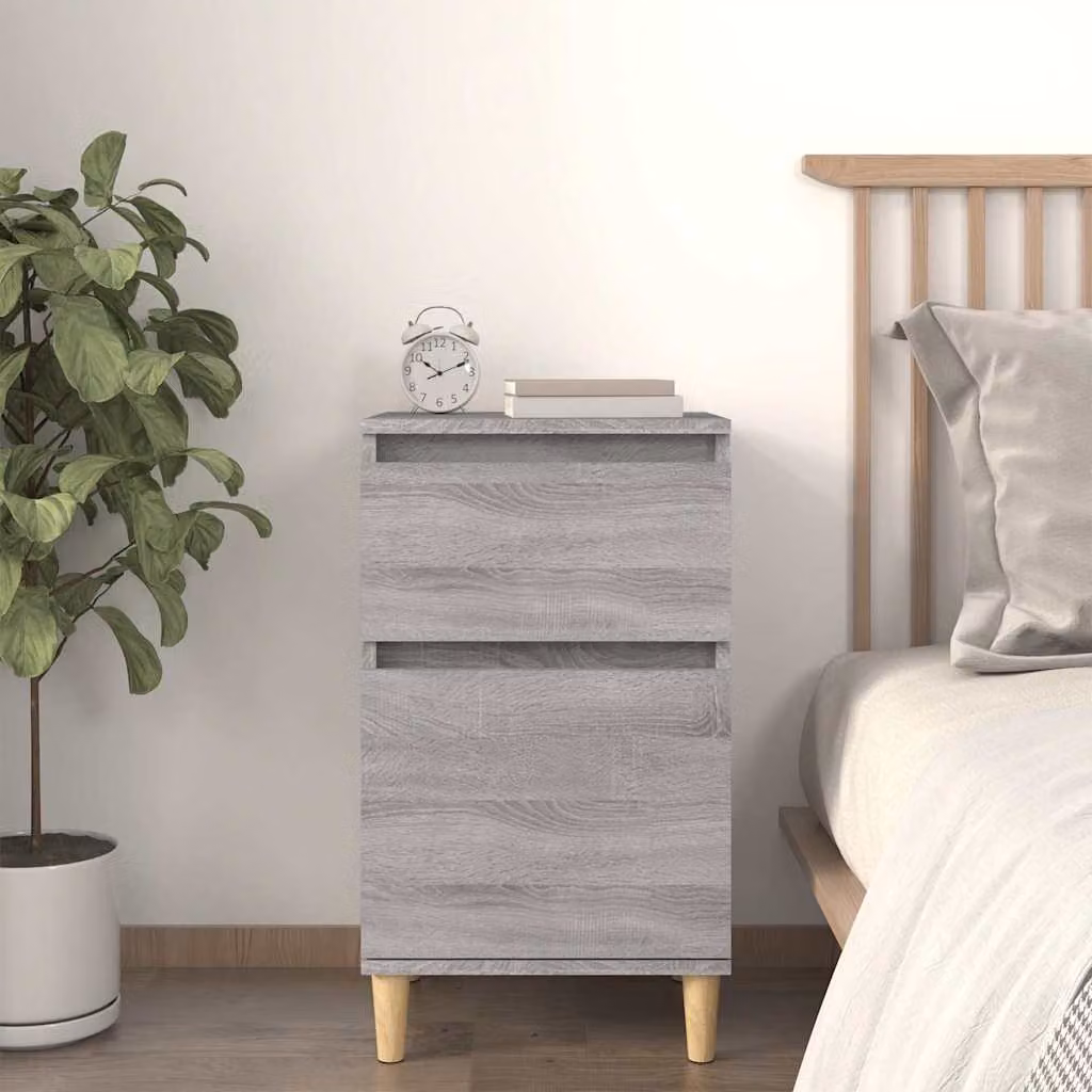 Comodino sospeso vidaXL in legno grigio opaco L: 40 cm, P: 35 cm, H: 70 cm