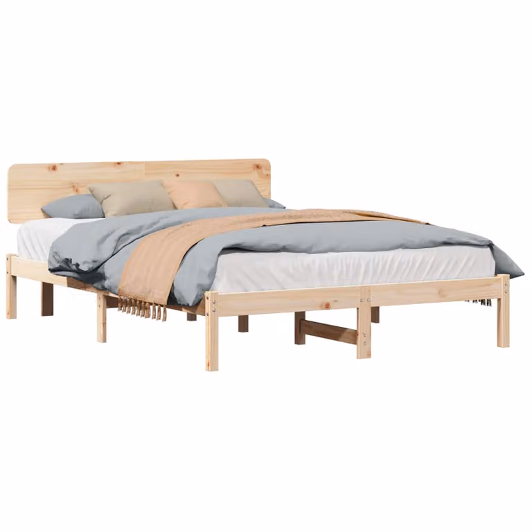 Struttura del letto vidaXL in pino massello naturale L/P/H: 140 x 200 x 145,5 cm