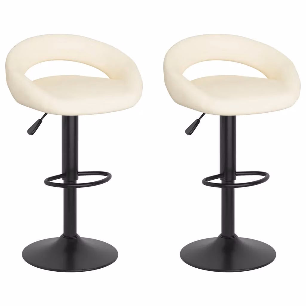 Set di 2 sgabelli da bar vidaXL in velluto beige con struttura in metallo moderno – 2