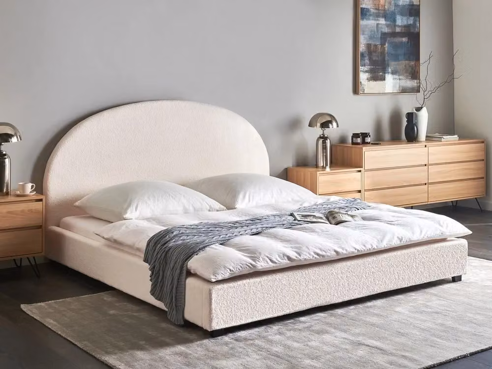 Letto ad acqua BELIANI in bouclé bianco con design retrò e minimalista L/P: 180 x 200 cm – 2