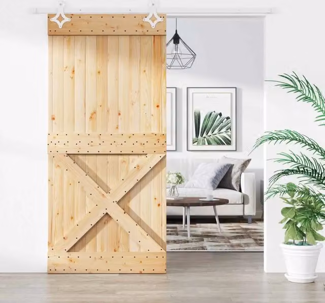 Porta scorrevole moderna vidaXL in legno e acciaio, colori bianco e beige, L: 200 cm, H: 210 cm