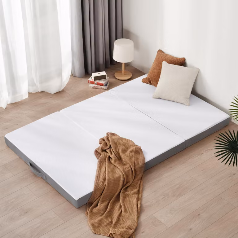 Materassi da pavimento 90x195x10 cm, set da 3 pezzi, in schiuma, con rivestimento removibile