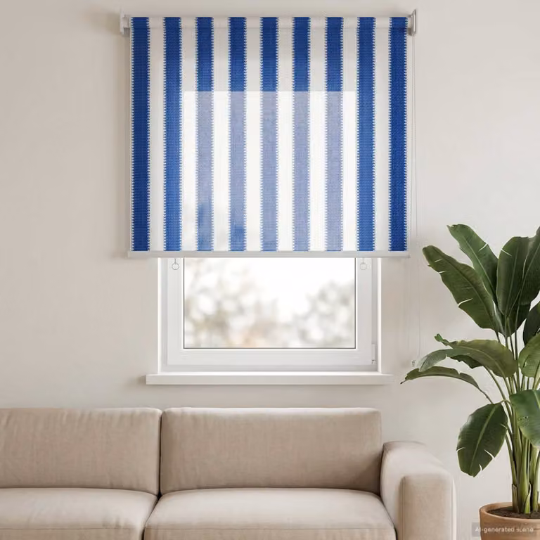 vidaXL Tenda a Rullo Esterna in HDPE con Blocco UV 90%, Strisce Blu e Bianche, L: 140 cm, H: 105 cm