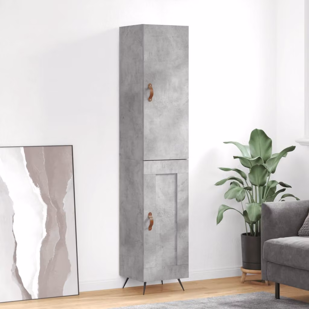 Credenza stile industriale vidaXL in legno e metallo, Grigio, L: 34,5 cm, P: 34 cm, H: 180 cm