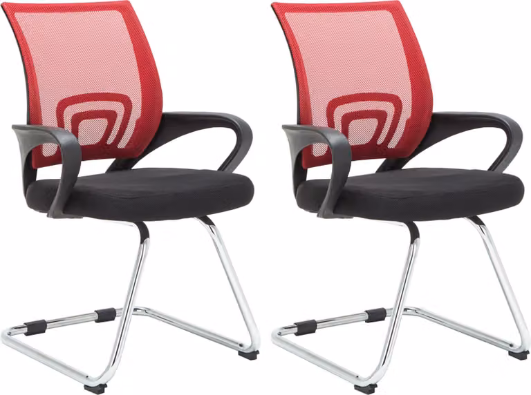 Set da 2 sedie a sbalzo CLP Eureka con rivestimento in rete e braccioli, colore rosso