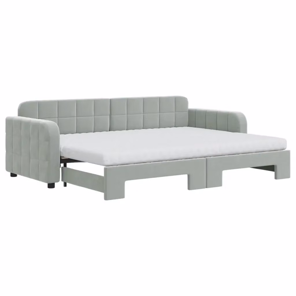 Divano Letto Estraibile vidaXL in Velluto Grigio con Cassetto per Materasso 80x200 cm