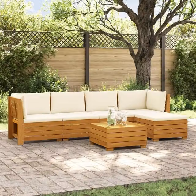 6 pz Set di divani da esterno Legno di Acacia Massello Marrone 3403094