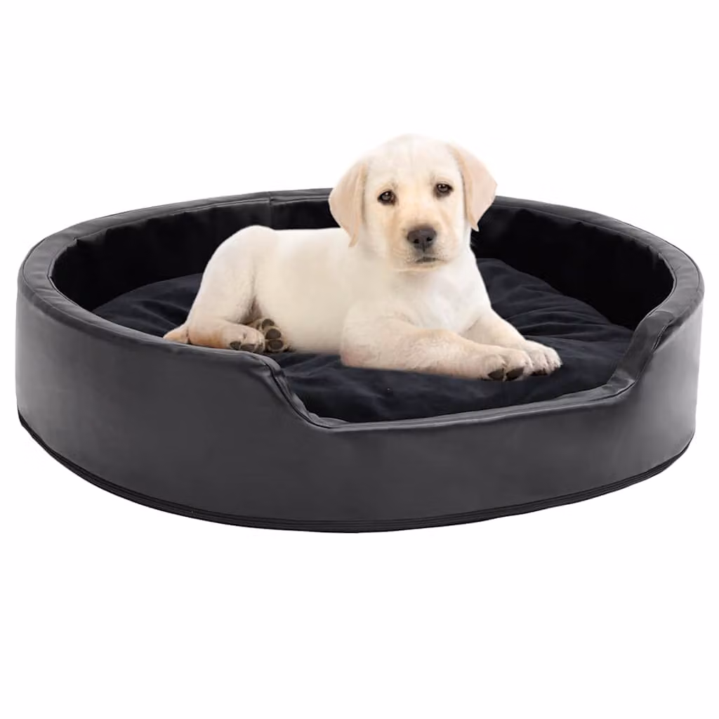 vidaXL Lettino per Cani Nero in Peluche e Similpelle con Copertura Rimovibile L: 79 cm, P: 70 cm, H: 19 cm
