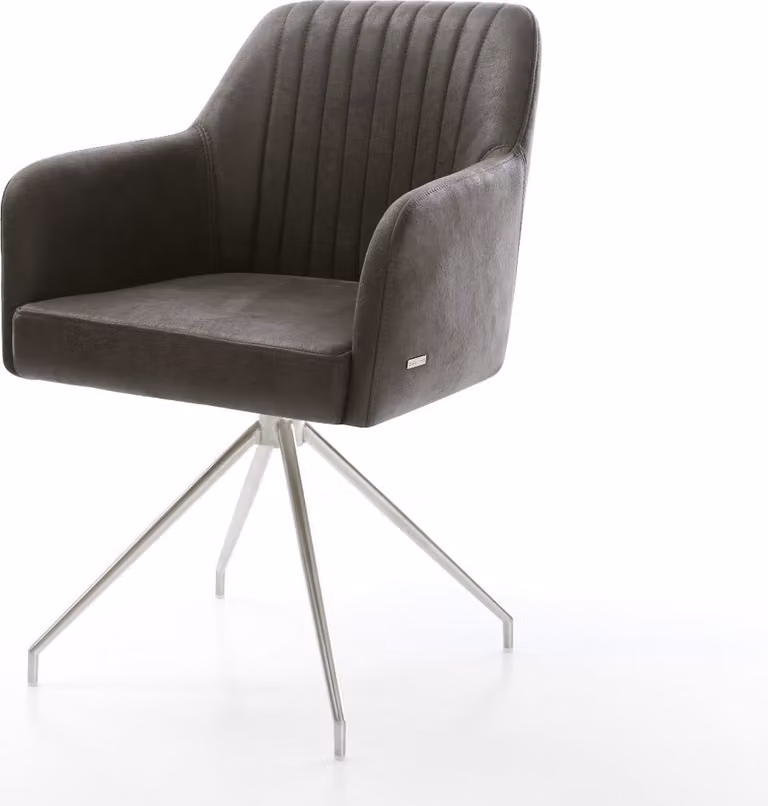 DELIFE Sedia da pranzo Greg-Flex, microfibra, antracite, stile vintage, struttura a croce, acciaio inossidabile, imbottitura a molle insacchettate
