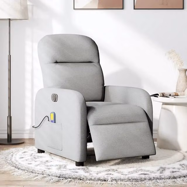 Poltrona | Sedia Relax Reclinabile Massaggio Elettrica Grigio Nuvola Tessuto
