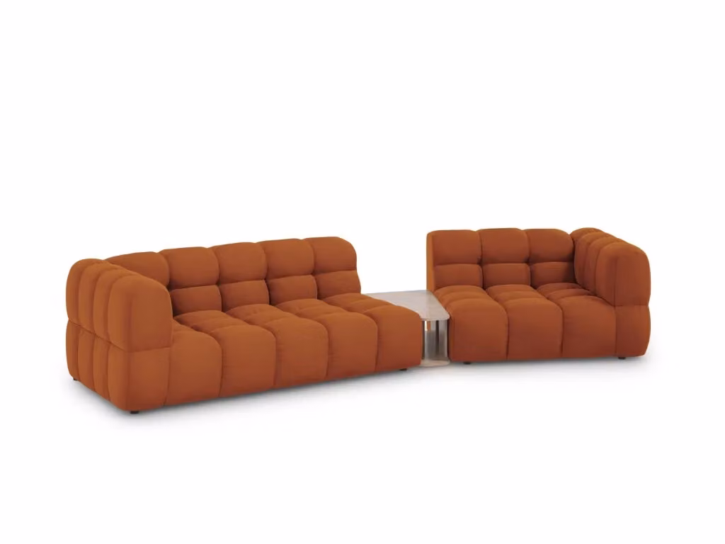 Divano modulare destro Sky a 3 posti in velluto terracotta Cosmopolitan Design L: 353 cm, P: 126 cm, H: 75 cm – 2